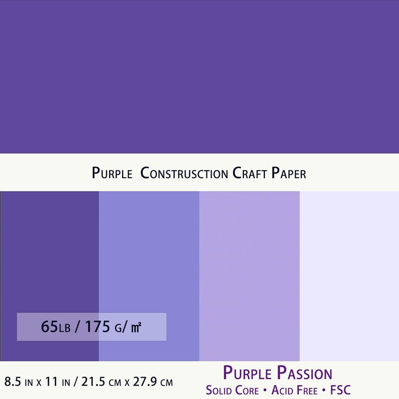 WEKOOSE 100 Sheets Purple Colored Cardstock, Art Kraft Cover Stock Paper, 65lb/175GSM for Card Construction Making, Scrapbooking, Printing, Quilling and Crafts DIY 4 Shades, 25 Sheet Each Color - Image 2